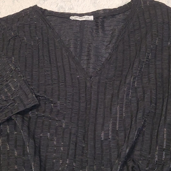 Black front tie blouse - Picture 3 of 5